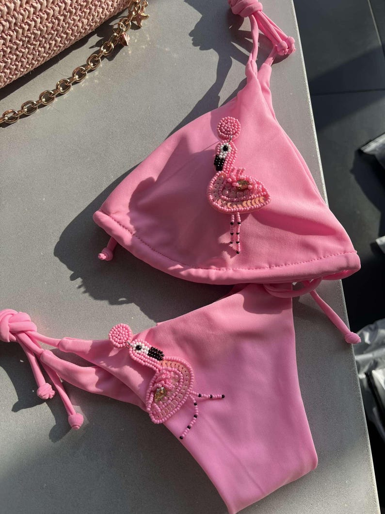 Pink flamingo bikini