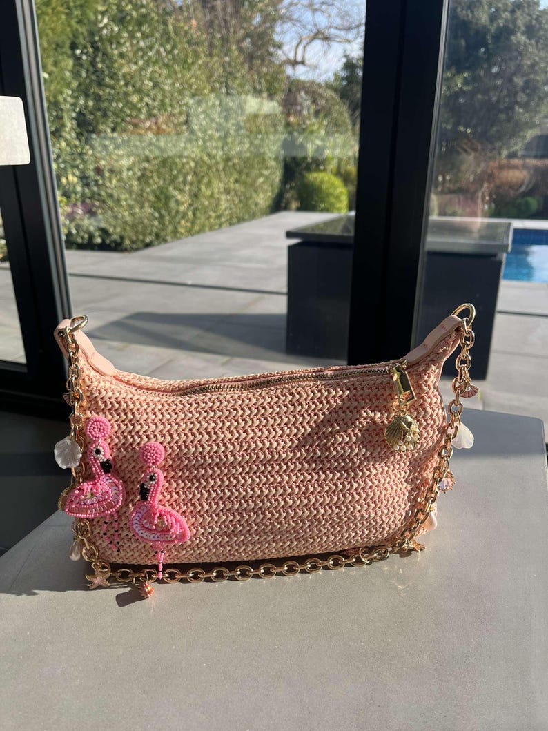Pink flamingo charm bag