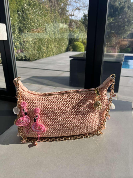 Pink flamingo charm bag