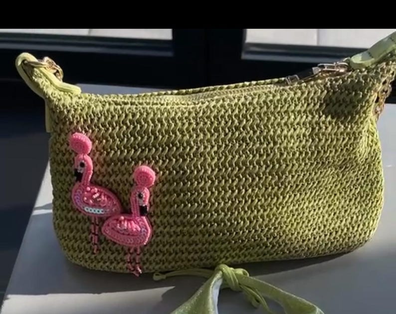 Matcha flamingo charm bag