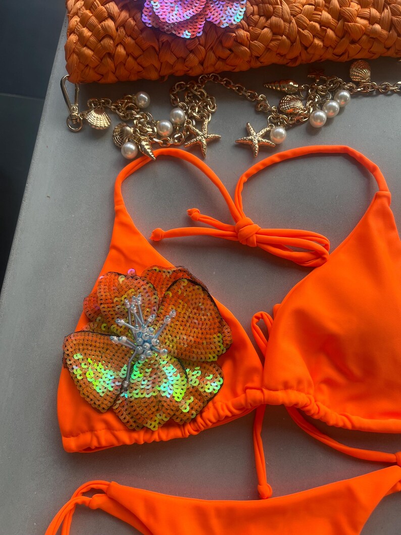 Orange flora bikini