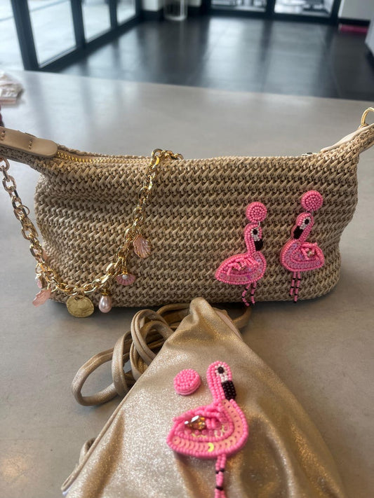 Beige flamingo bag