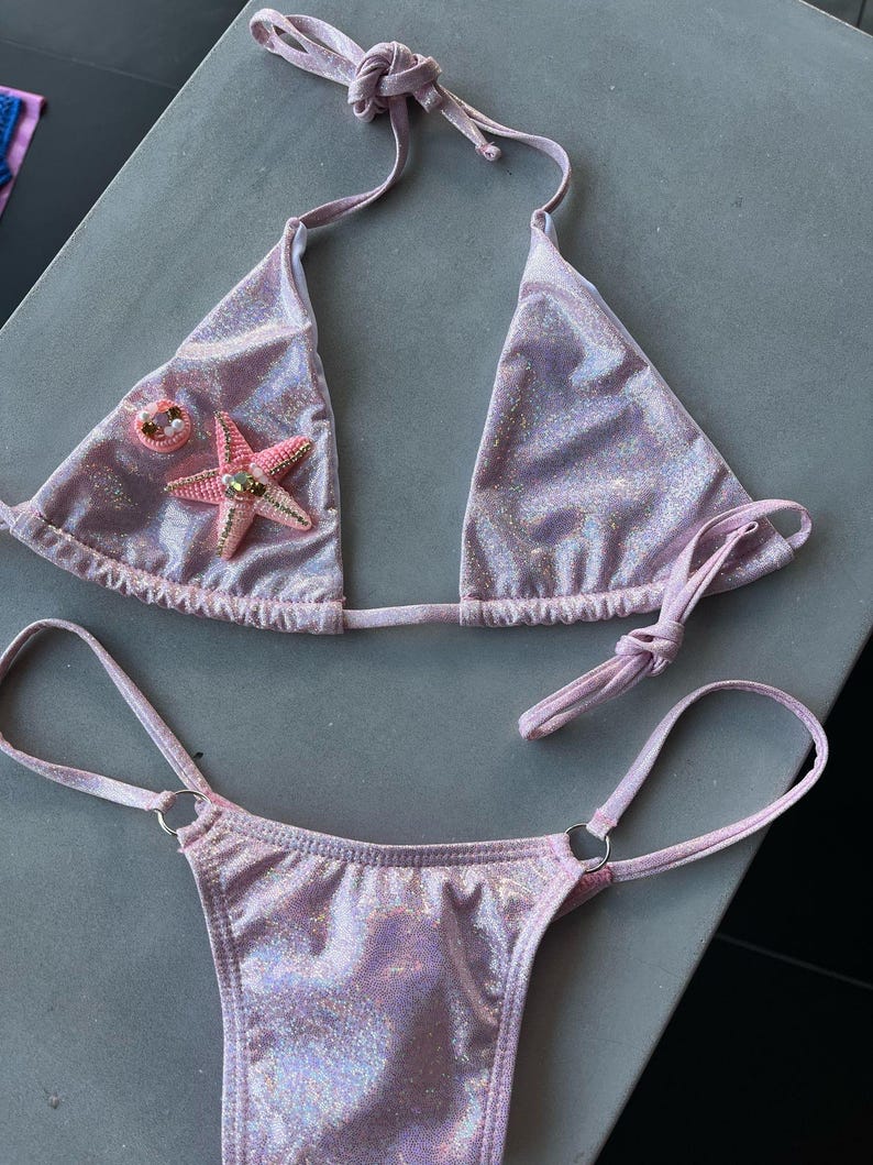 Pink sparkle / pink starfish bikini