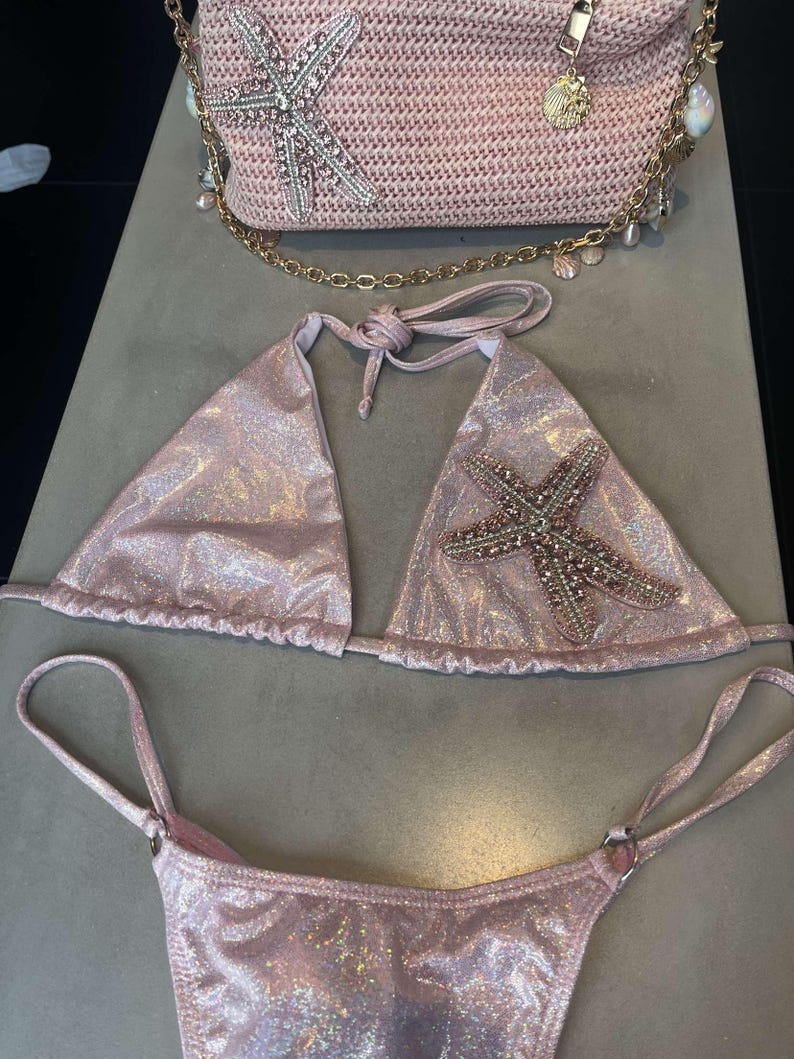 Pink sparkle Gem starfish bikini
