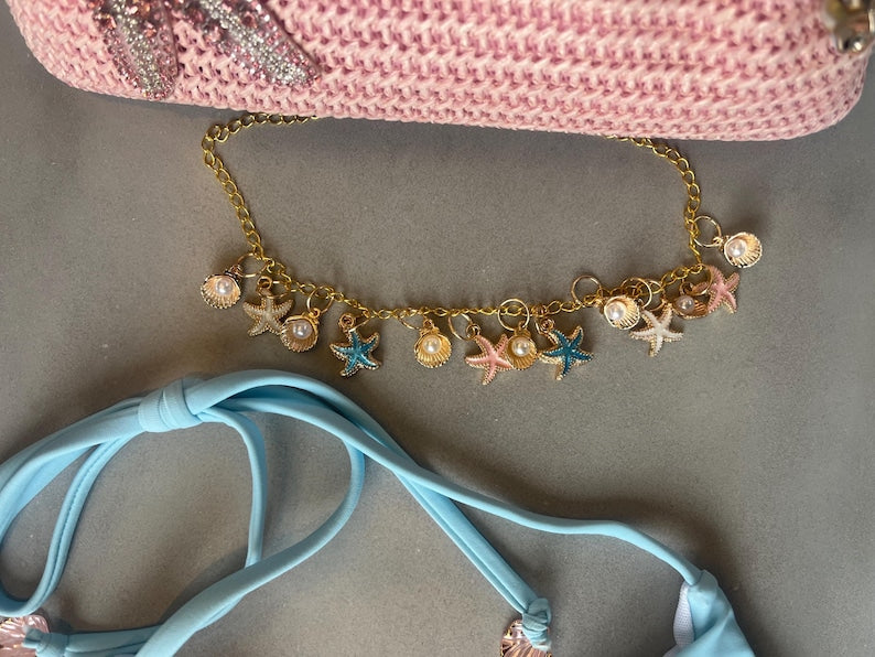 Multi charm with blue starfish necklace