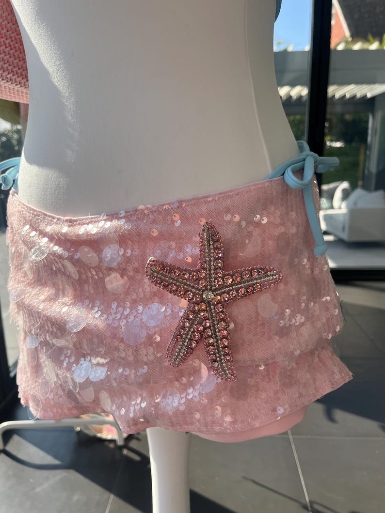 Pink / pink Gem starfish sequin skort