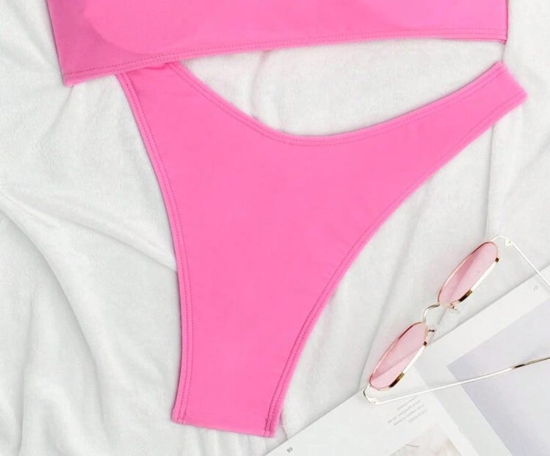 Pink bandeau flora bikini