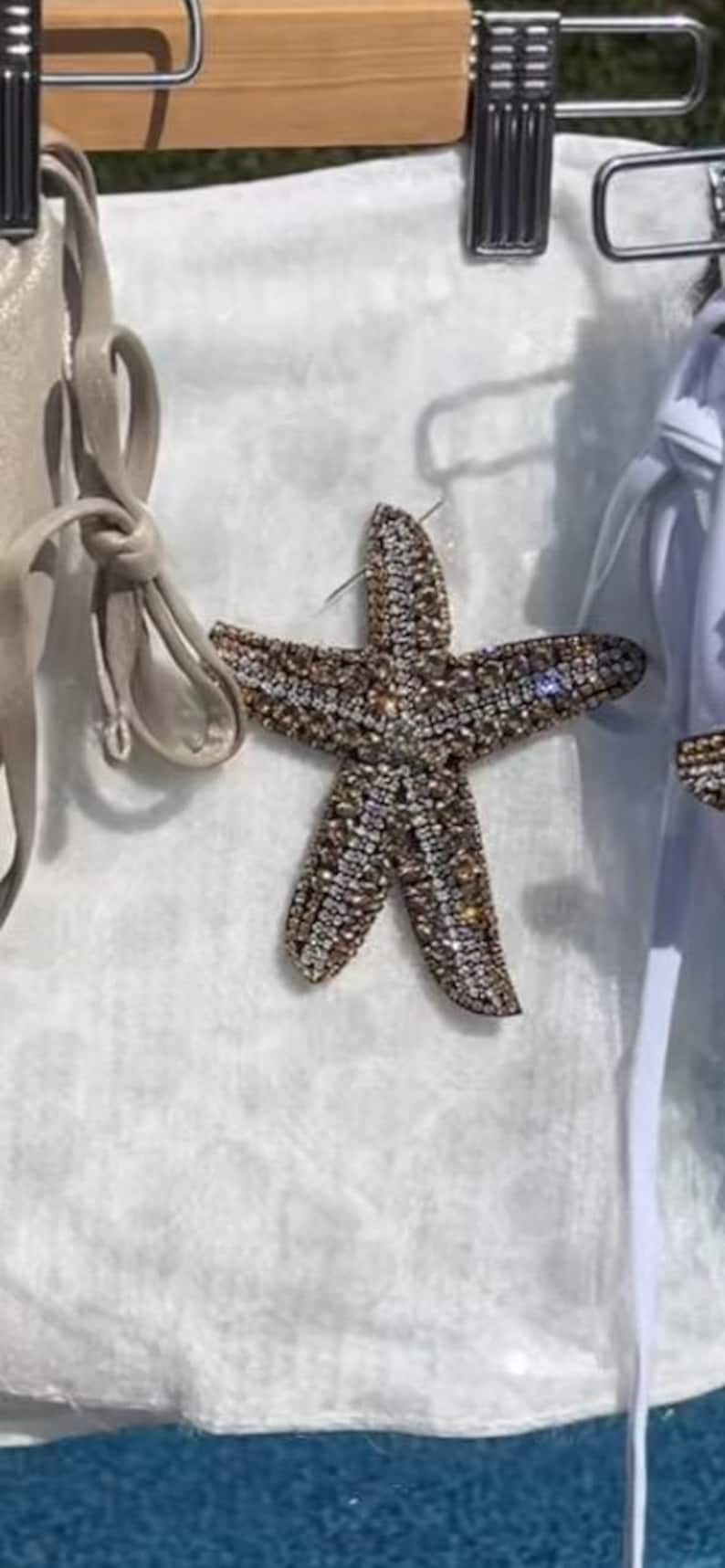 White / gold Gem starfish sequin skort