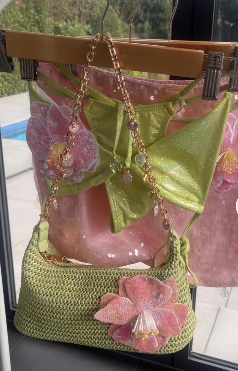 Matcha / pink flora bikini
