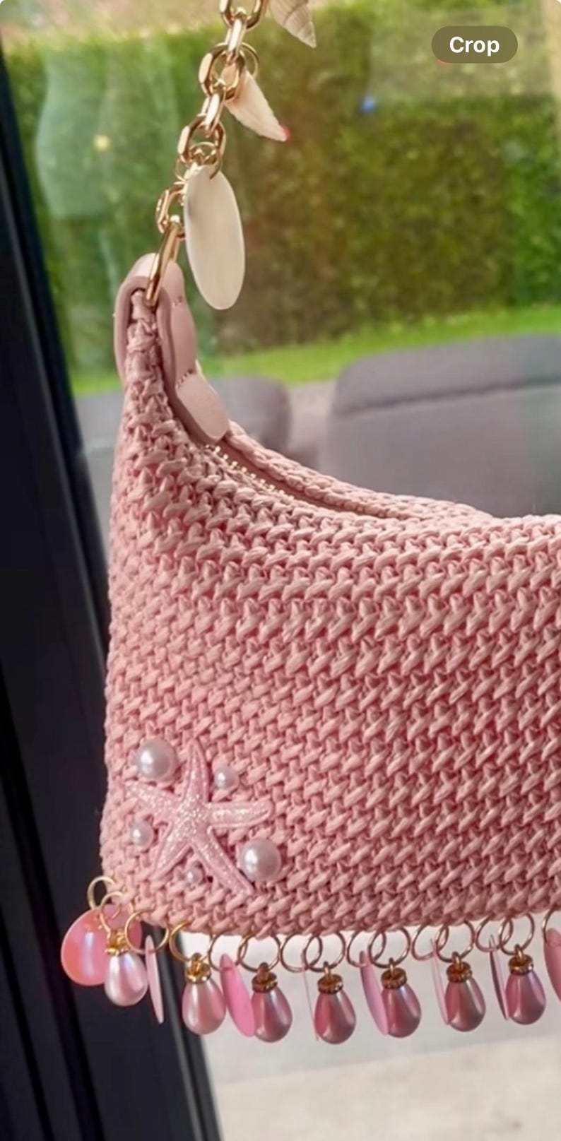 Pink sequin starfish charm bag