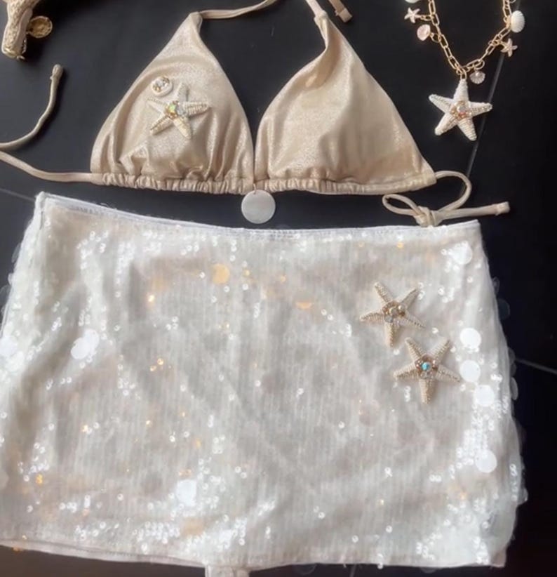 Beige cream starfish bikini