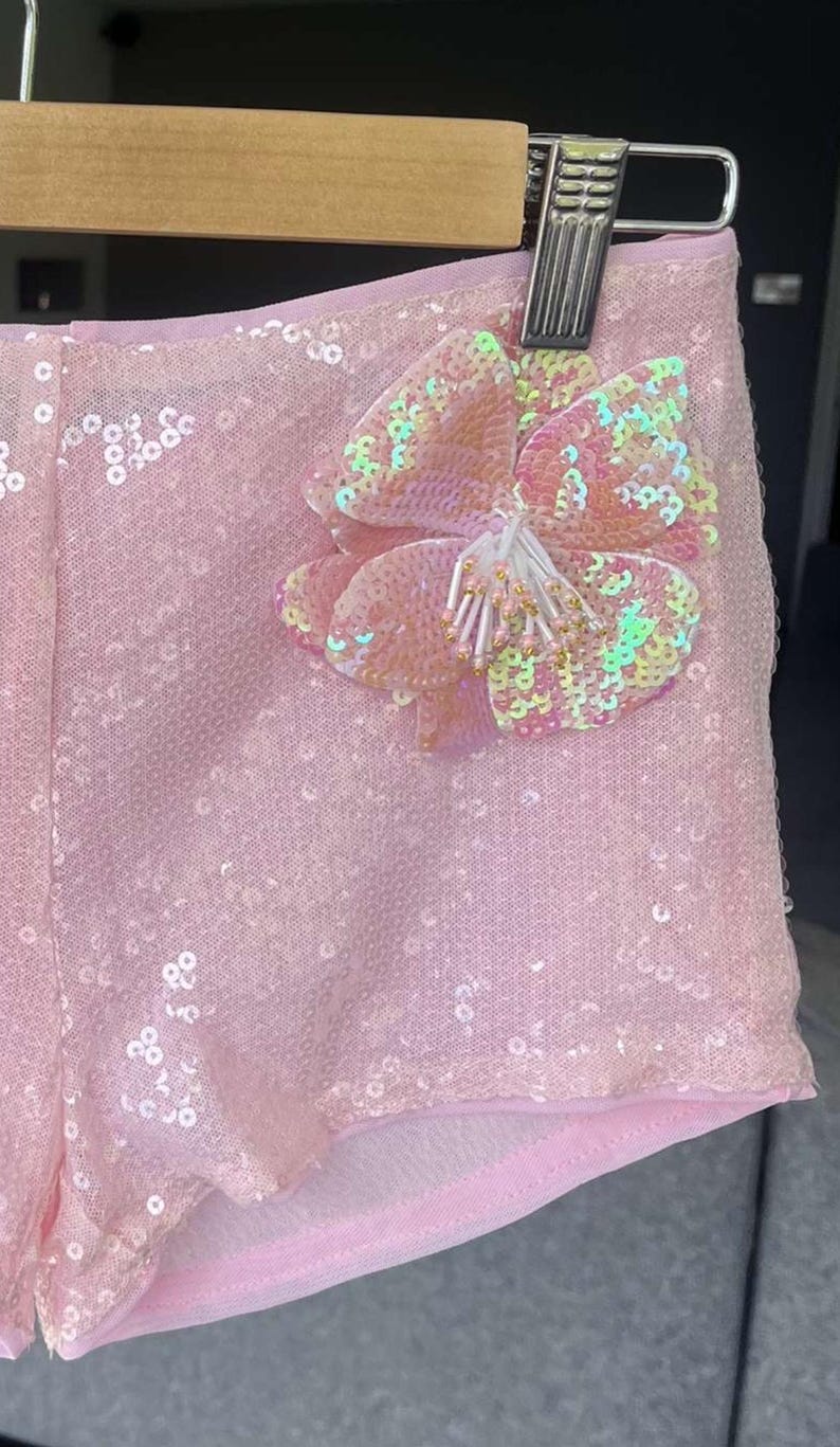 Pink flora sequin tank & shorts set