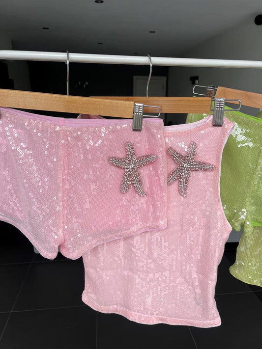 Pink / pink Gem starfish tank & shorts SET