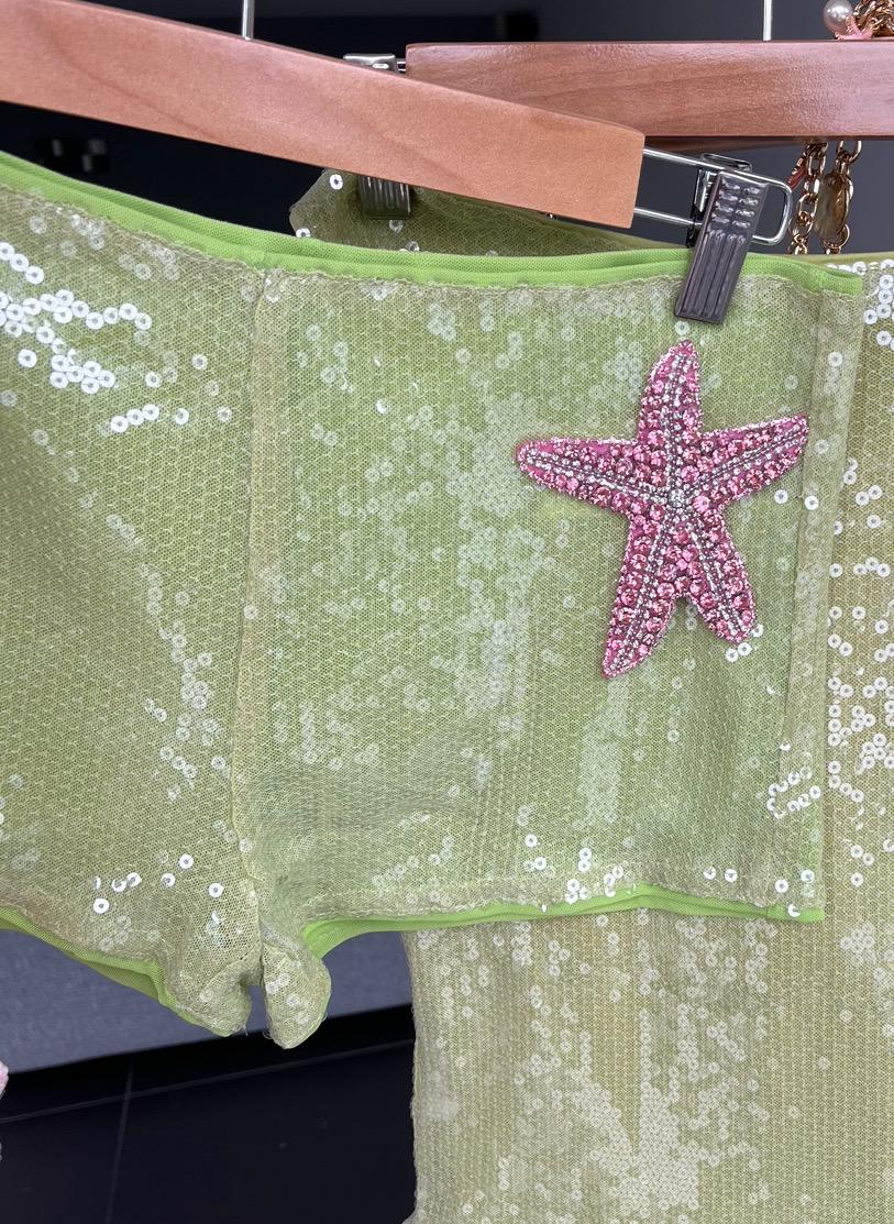 Matcha / pink Gem starfish tank & shorts SET