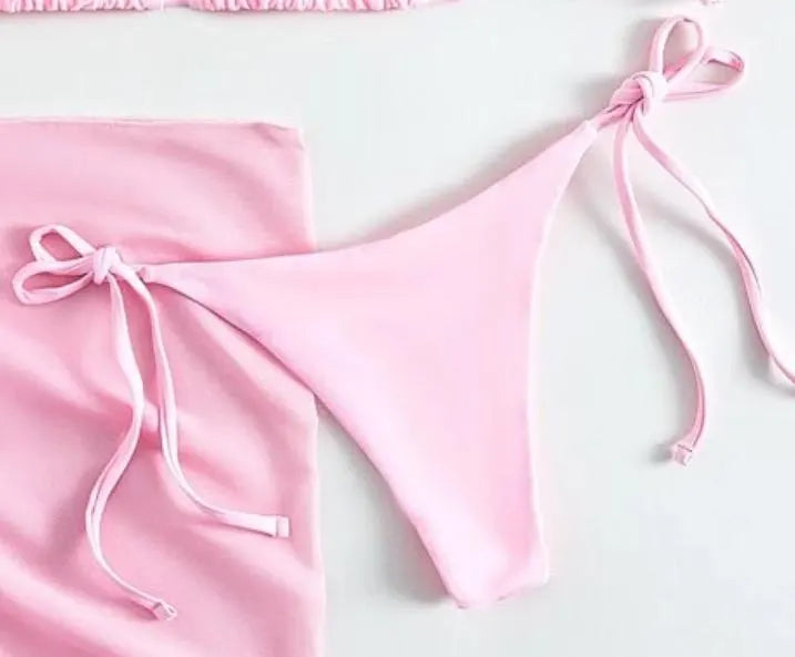Pastel Pink flamingo bikini