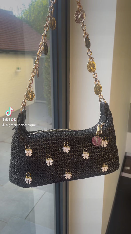 Black multi bow charm bag