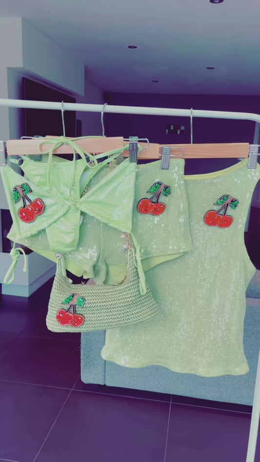 Matcha gem cherry Tank & shorts SET