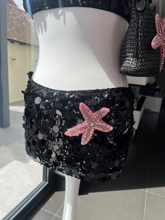 Black / pink Gem starfish Skort